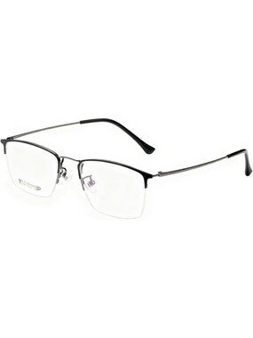 Lightweight Semi-Rimless Titanium Prescription Glasses for Men, 53mm Optical